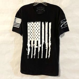 Grunt Style American Patriot Flag Black White Short Sleeve Tee T Shirt